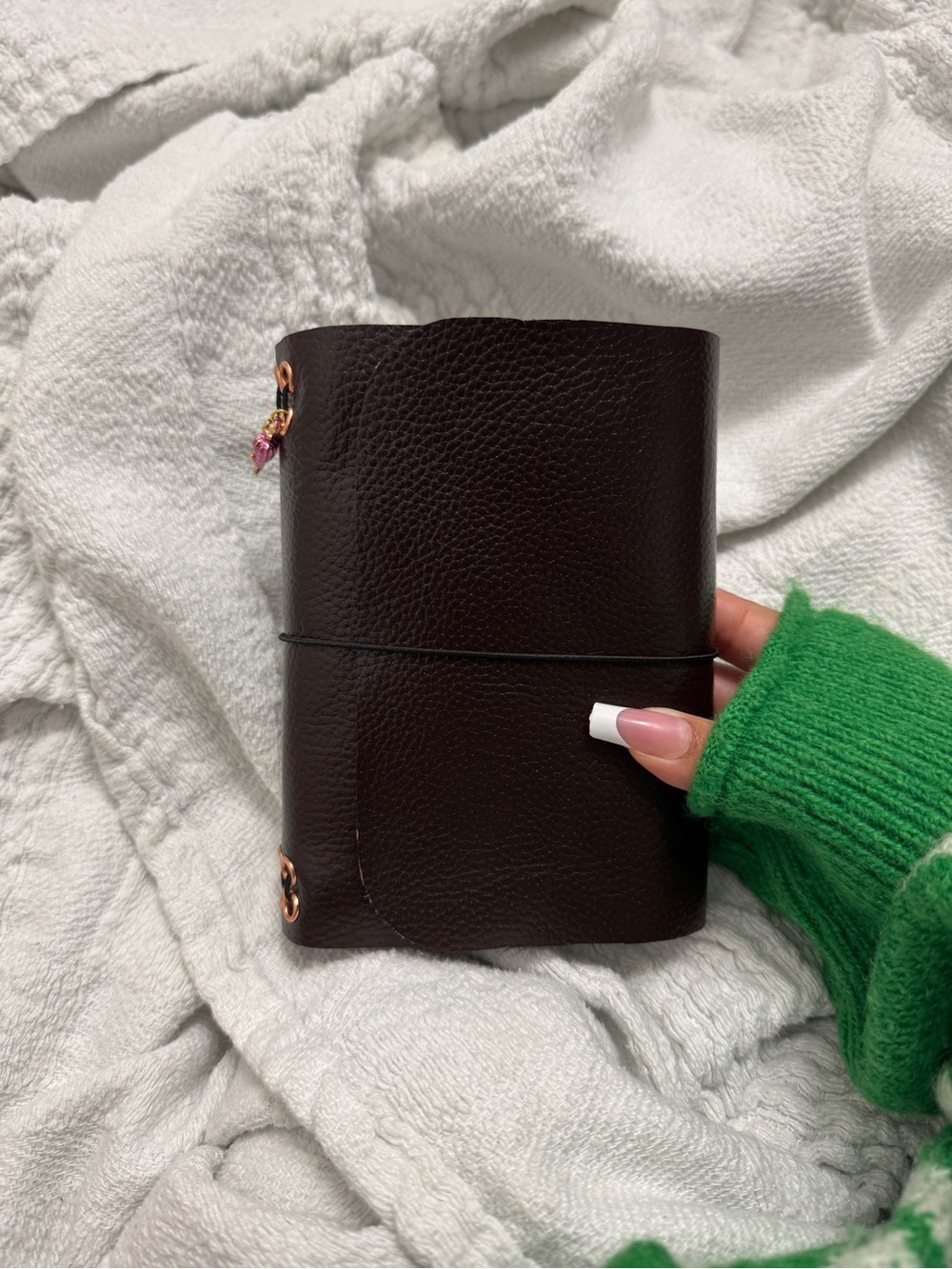 Brown Leather Journal Cover with Charms A6